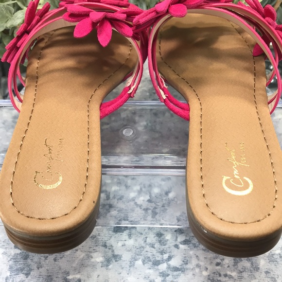 C Comfort Fuchsia Crossband Flower Sandals .75” Block Heels WMS 9M💖Brand NEW💖 - Picture 8 of 10